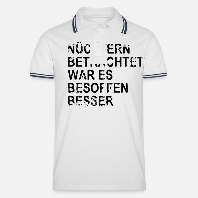 Nuechtern - Männer Tipped Poloshirt - Weiß/Navy