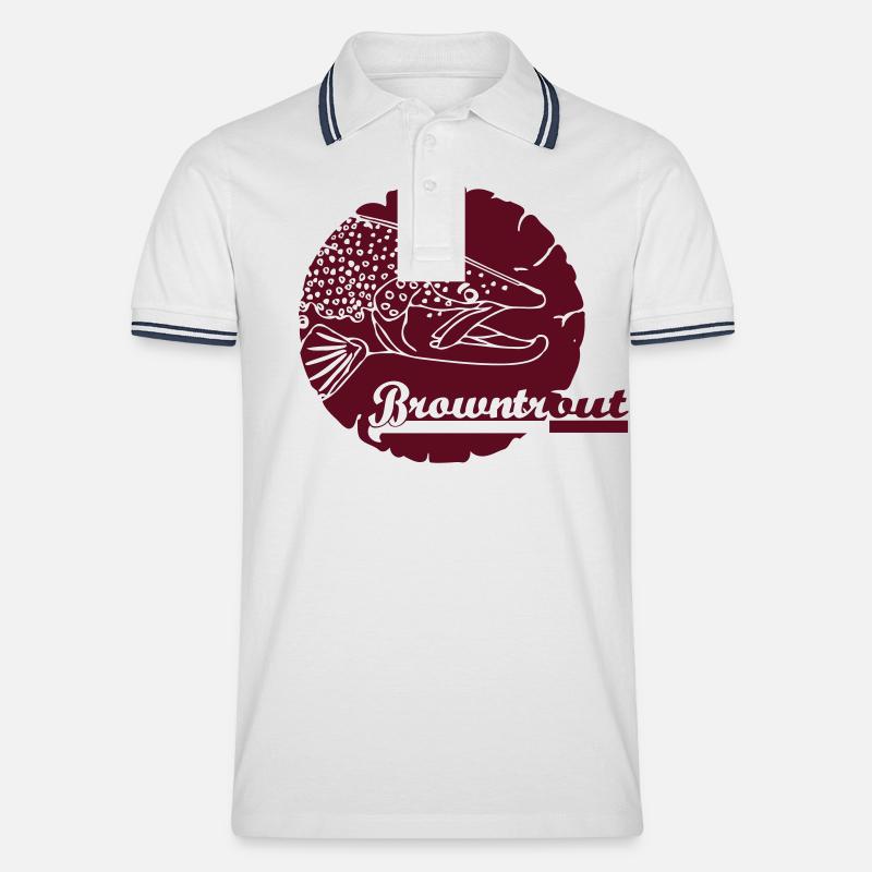 browntrout Emblem - Männer Tipped Poloshirt - Weiß/Navy