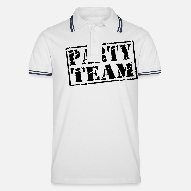 Party Team - Männer Tipped Poloshirt - Weiß/Navy