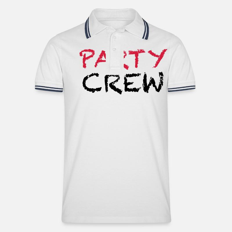 Party Crew - Männer Tipped Poloshirt - Weiß/Navy