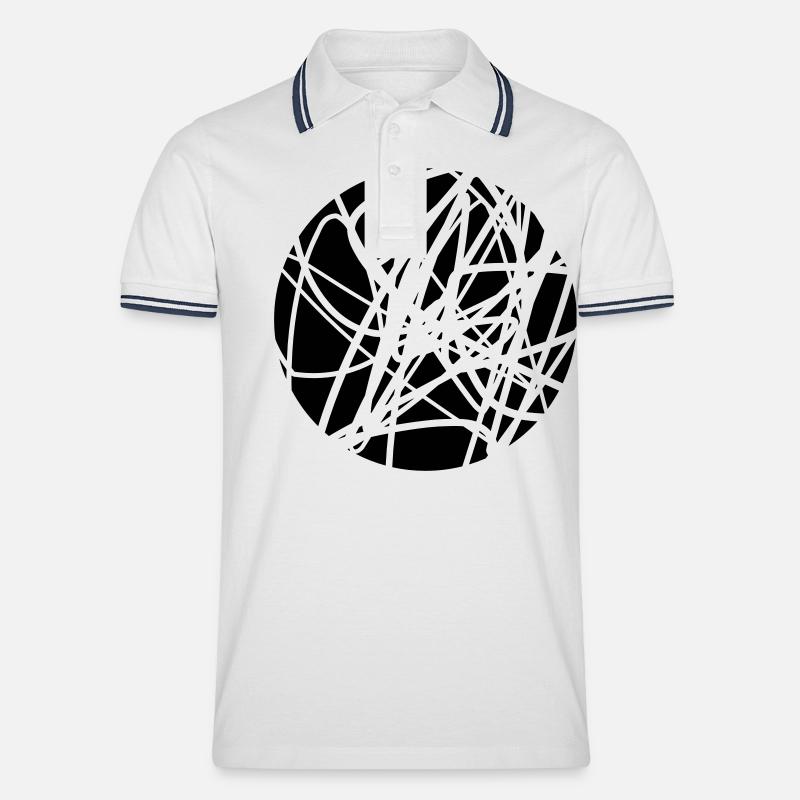 Scribbled chaotic strokes pattern - Men's Tipped Polo Shirt - white/navy