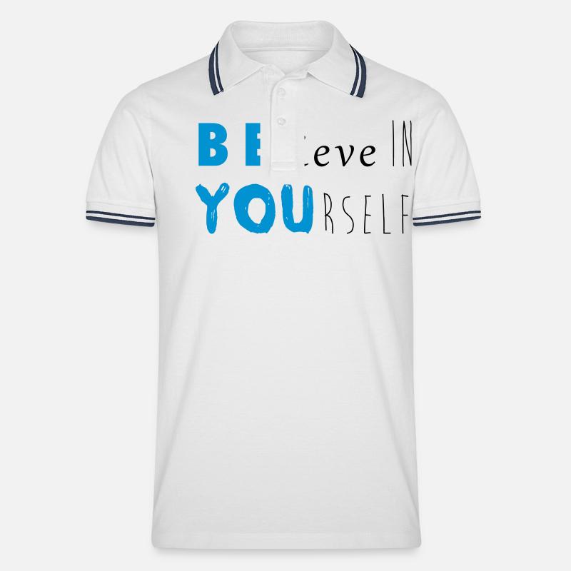 Be you - Männer Tipped Poloshirt - Weiß/Navy