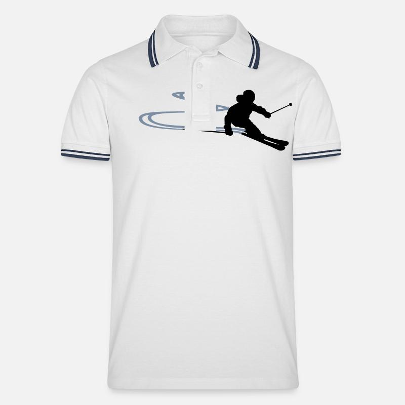 Skifahrer Spur - Männer Tipped Poloshirt - Weiß/Navy
