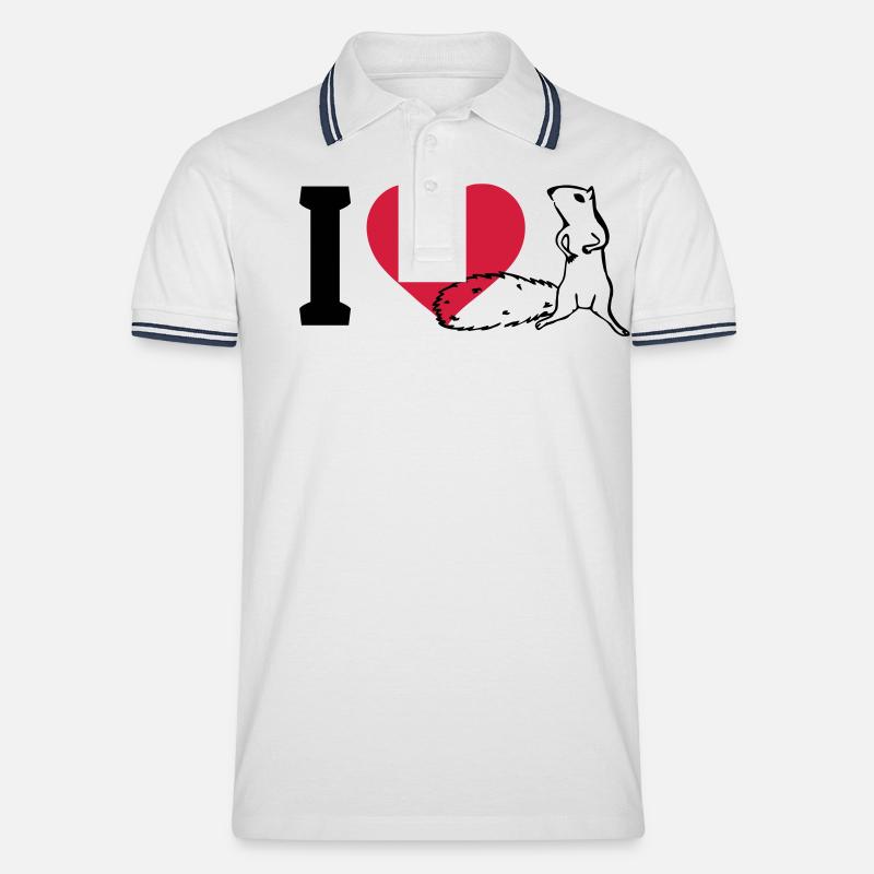 I love Eichhörnchen - Männer Tipped Poloshirt - Weiß/Navy