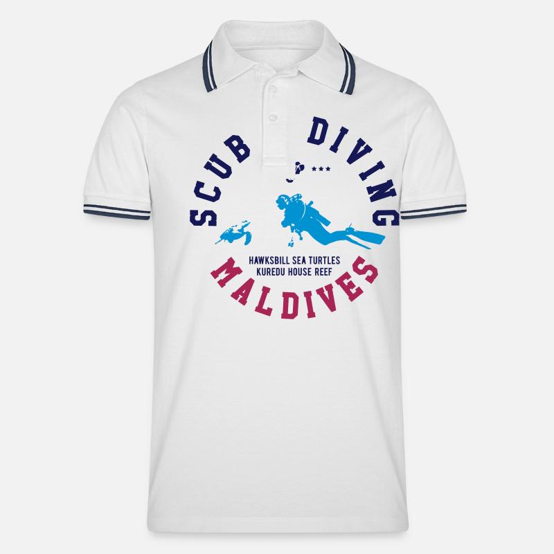 MALDIVES SCUBA DIVING - Männer Tipped Poloshirt - Weiß/Navy