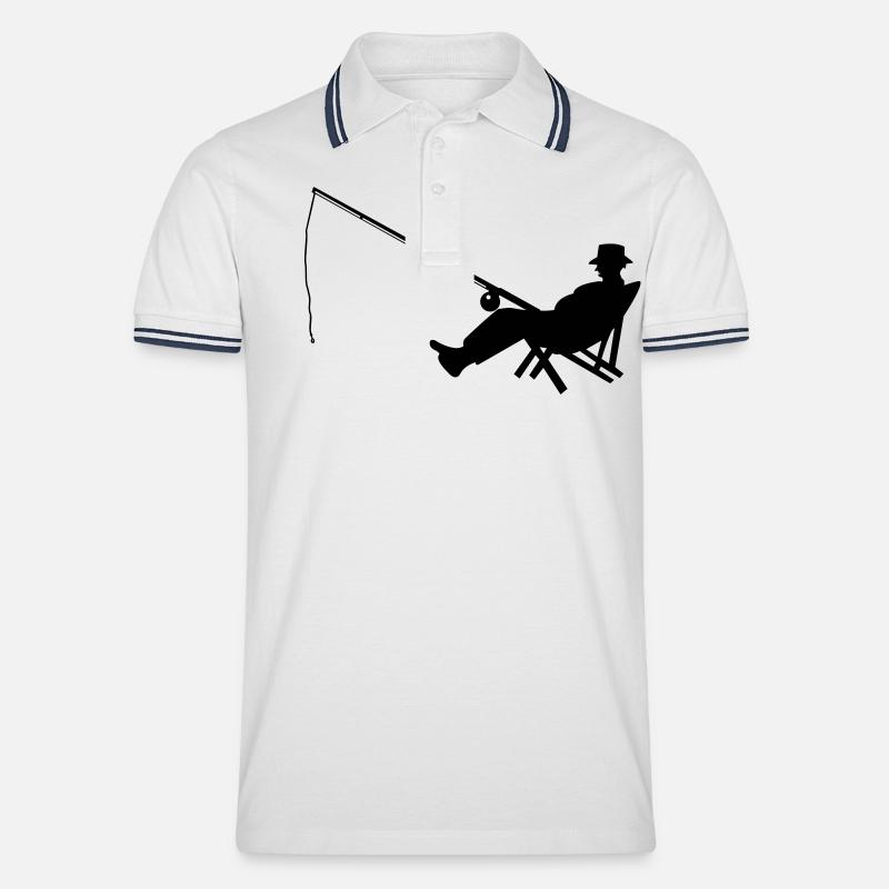 angler_01 - Männer Tipped Poloshirt - Weiß/Navy