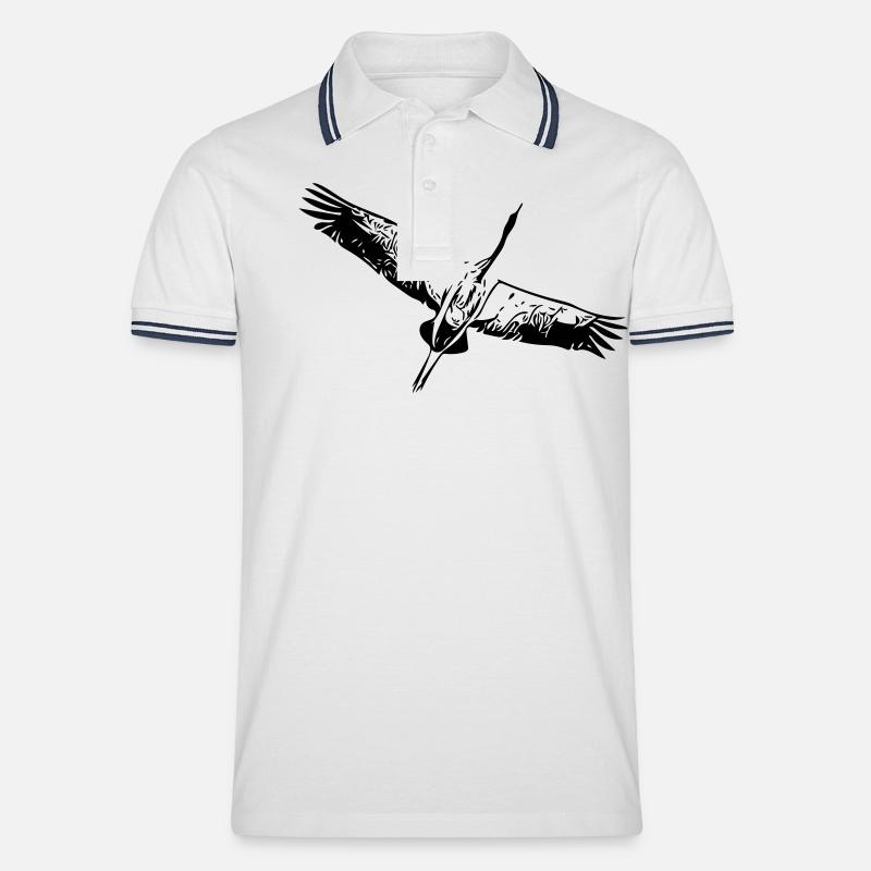 Reiher Vogel im Flug - Männer Tipped Poloshirt - Weiß/Navy