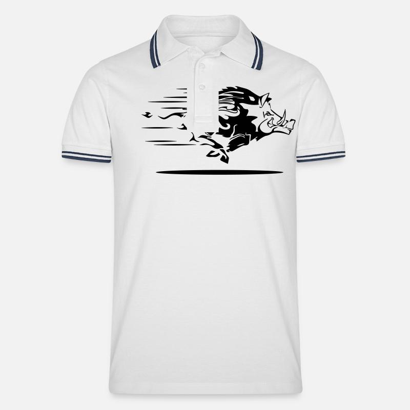 wildschwein - Männer Tipped Poloshirt - Weiß/Navy