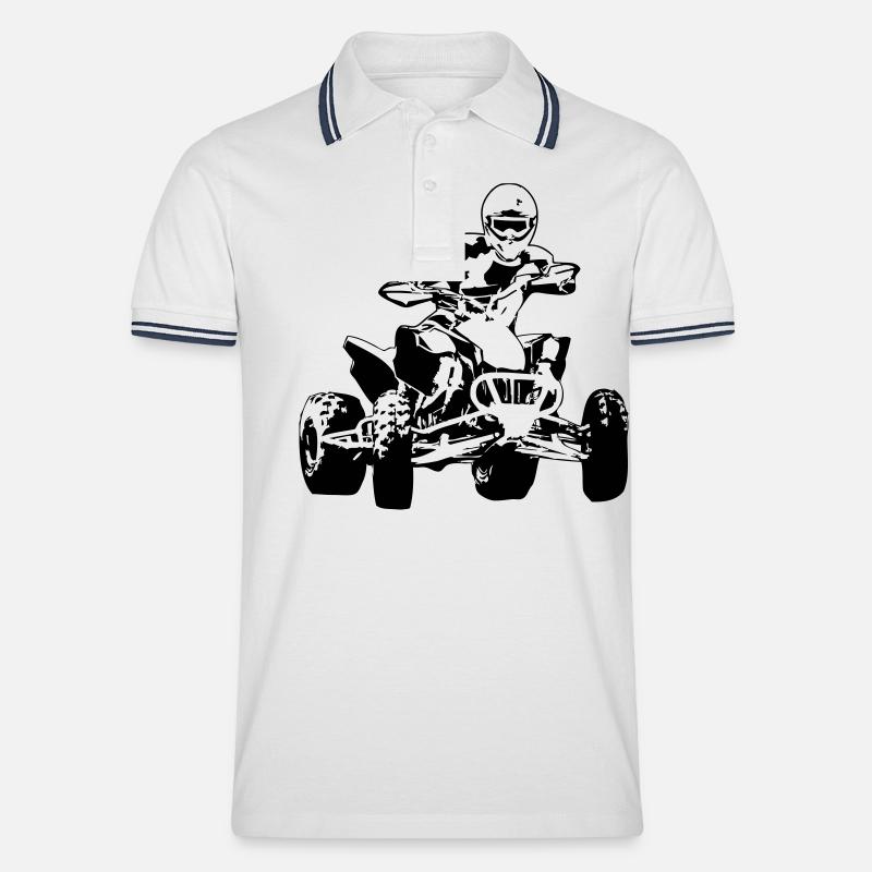 Quad - Männer Tipped Poloshirt - Weiß/Navy