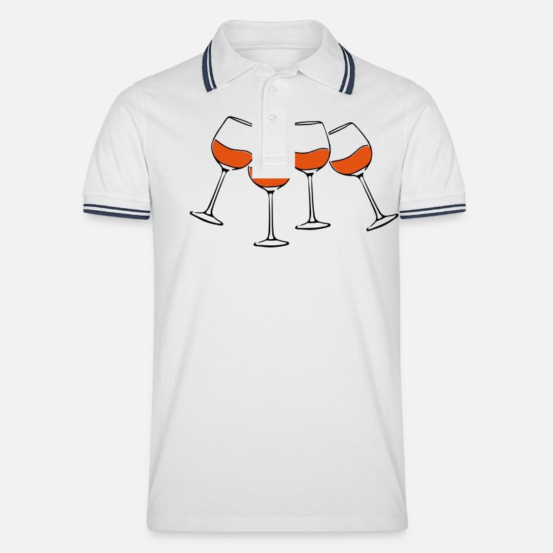rotwein glaeser anstossen - Männer Tipped Poloshirt - Weiß/Navy