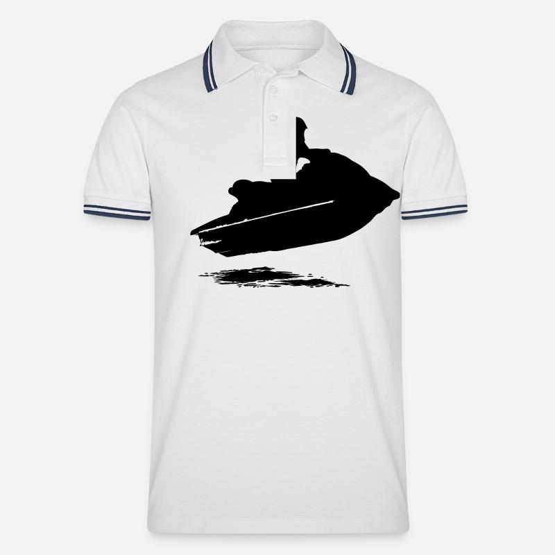 Jetski - Jet-Ski - Wassermotorrad - Jetboot - Männer Tipped Poloshirt - Weiß/Navy