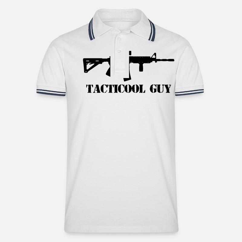 tacticool guy ar15 - Männer Tipped Poloshirt - Weiß/Navy
