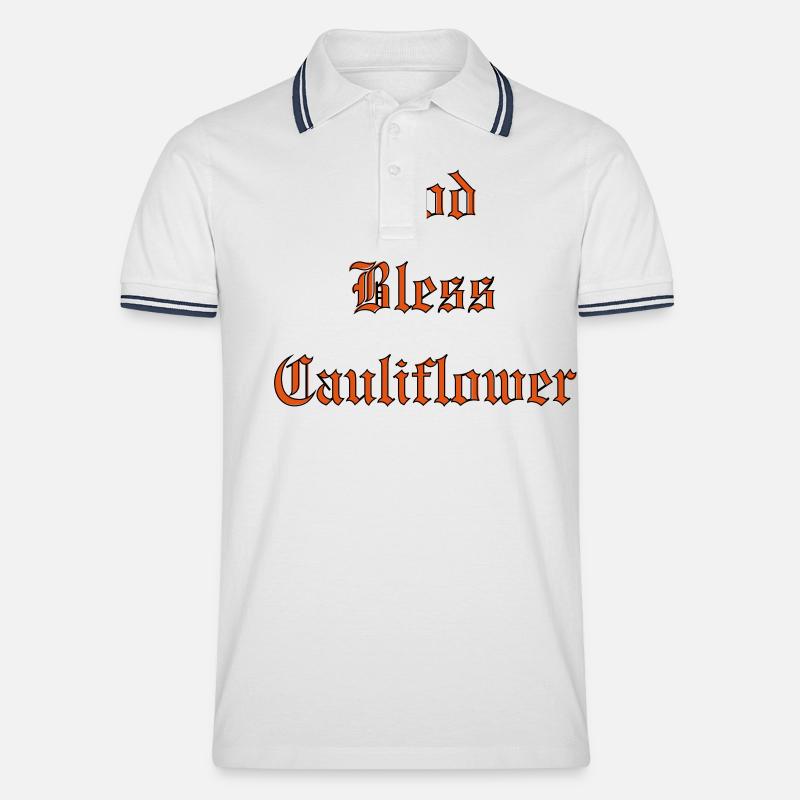 GodBlessCauliflower - Männer Tipped Poloshirt - Weiß/Navy