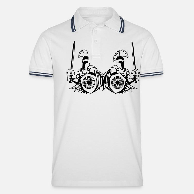spartans - Männer Tipped Poloshirt - Weiß/Navy