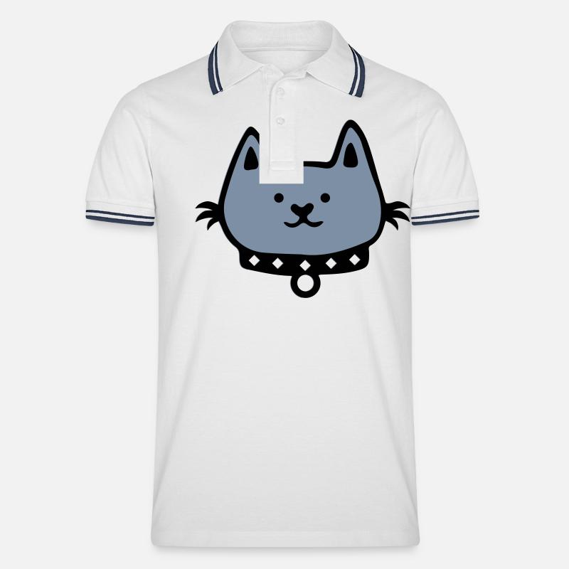cat comic - Männer Tipped Poloshirt - Weiß/Navy