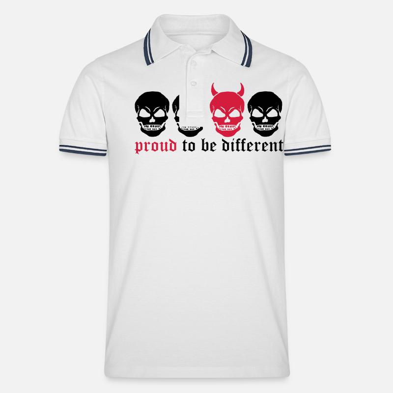 DIFFERENT SKULL - 2C - Männer Tipped Poloshirt - Weiß/Navy