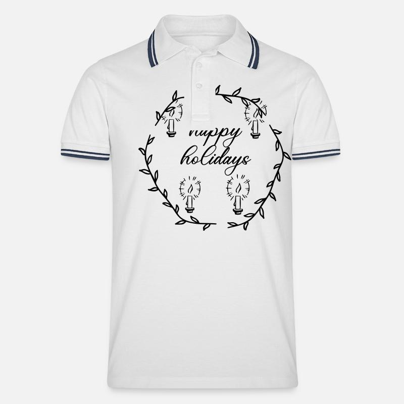 advent advetskranz happy holidays - Männer Tipped Poloshirt - Weiß/Navy