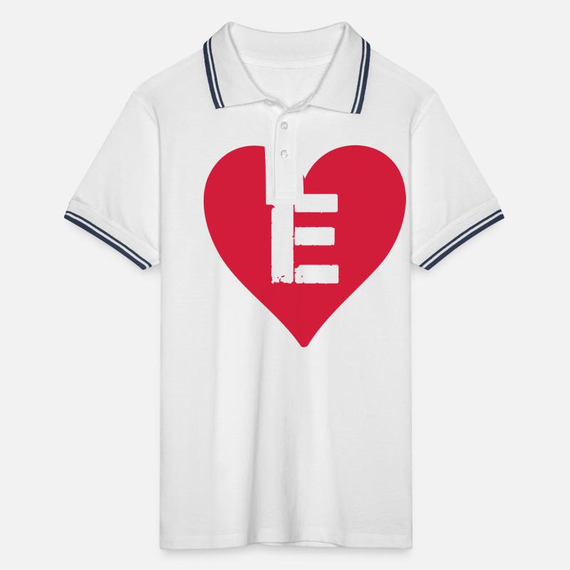 herz buchstabe e Männer Tipped Poloshirt