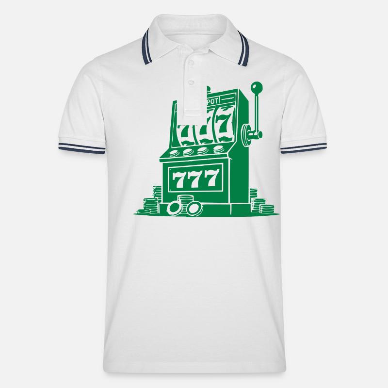Máquina de Jackpot - Polo con ribete para hombre - blanco/azul marino