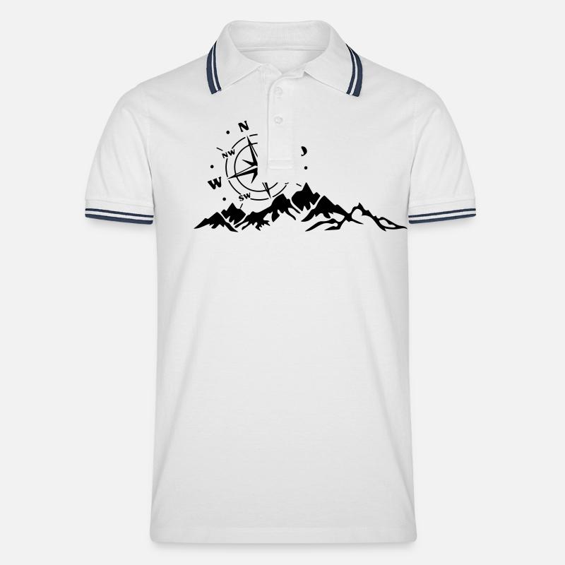 Kompass - Männer Tipped Poloshirt - Weiß/Navy