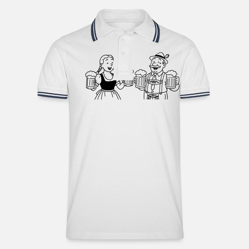 Mr Bier und Frau Bier - Männer Tipped Poloshirt - Weiß/Navy