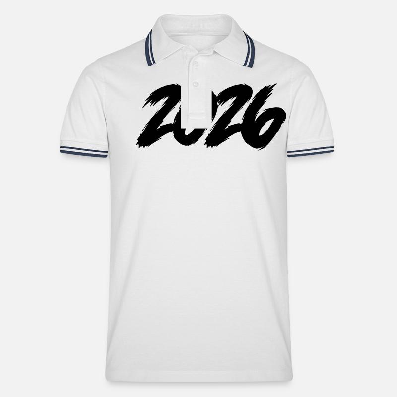 2026 - Männer Tipped Poloshirt - Weiß/Navy