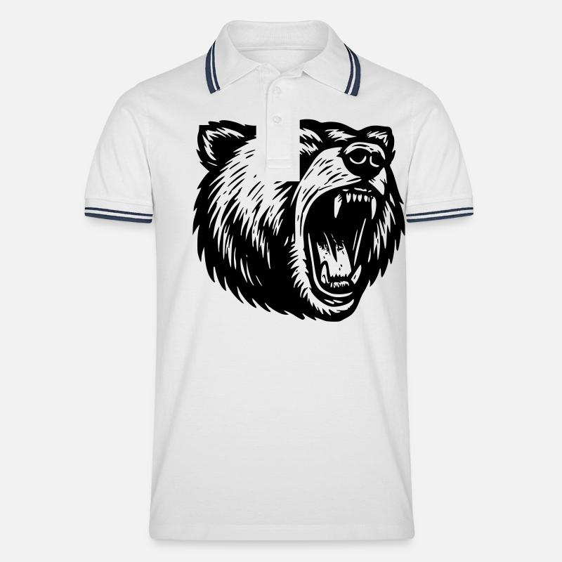 Ergraut - Männer Tipped Poloshirt - Weiß/Navy