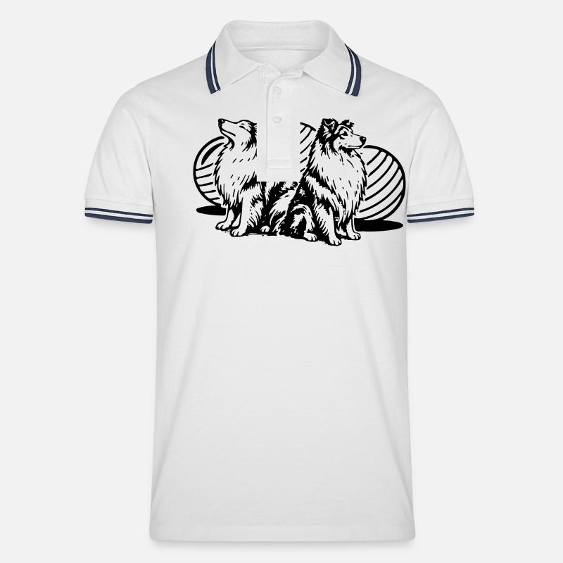 Treibball (einfärbbar) - Männer Tipped Poloshirt - Weiß/Navy