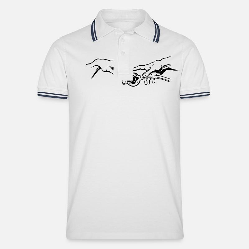Tauchgott-2 - Männer Tipped Poloshirt - Weiß/Navy