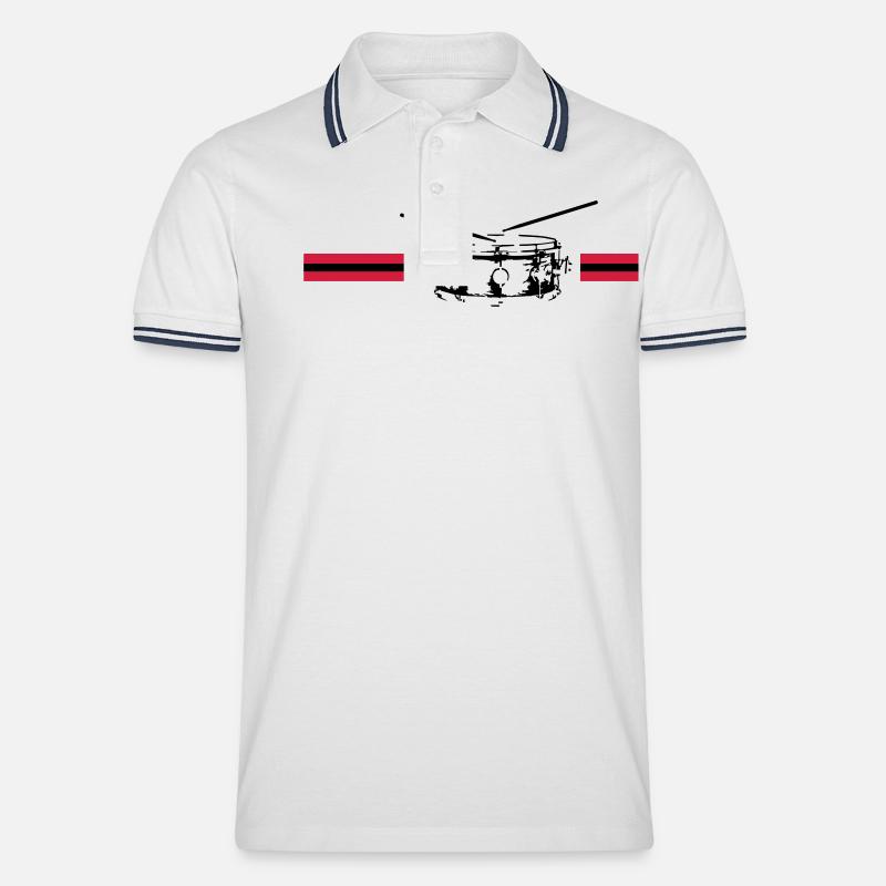 snare drum - Männer Tipped Poloshirt - Weiß/Navy