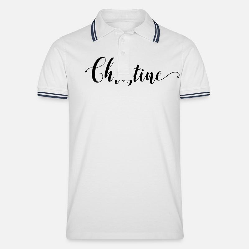 (christine) - Männer Tipped Poloshirt - Weiß/Navy