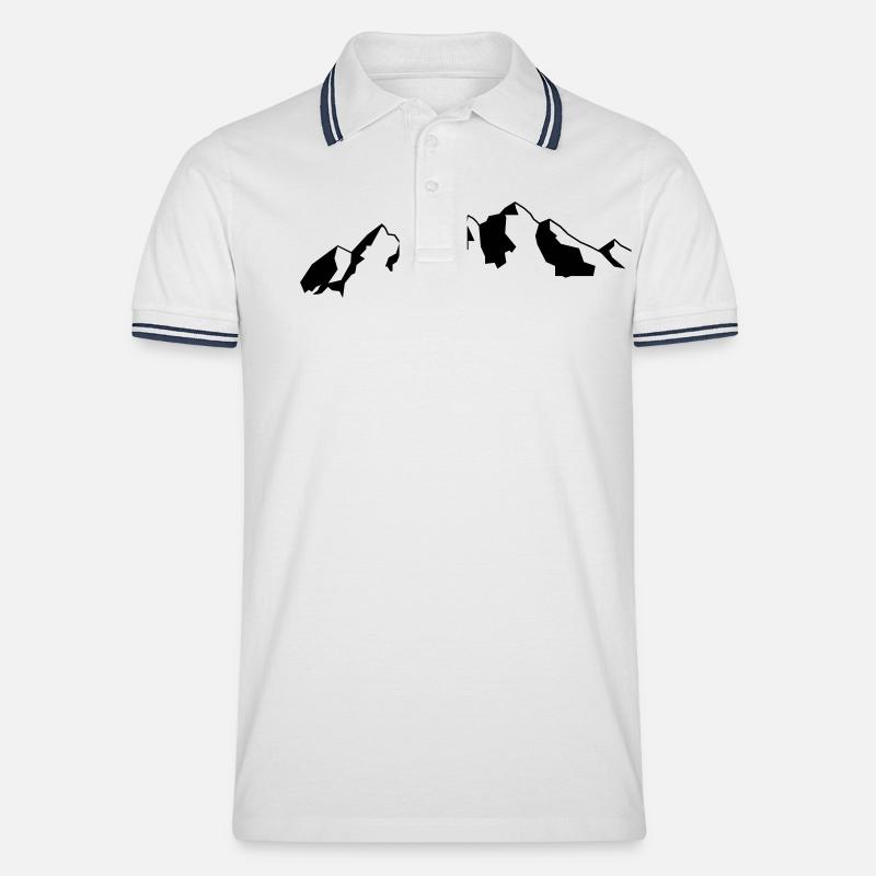 Berge - Männer Tipped Poloshirt - Weiß/Navy