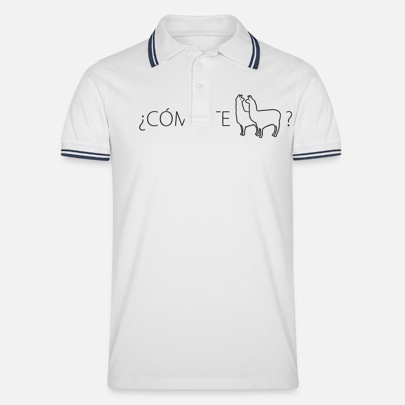 ¿COMO TE LLAMAS? - Männer Tipped Poloshirt - Weiß/Navy