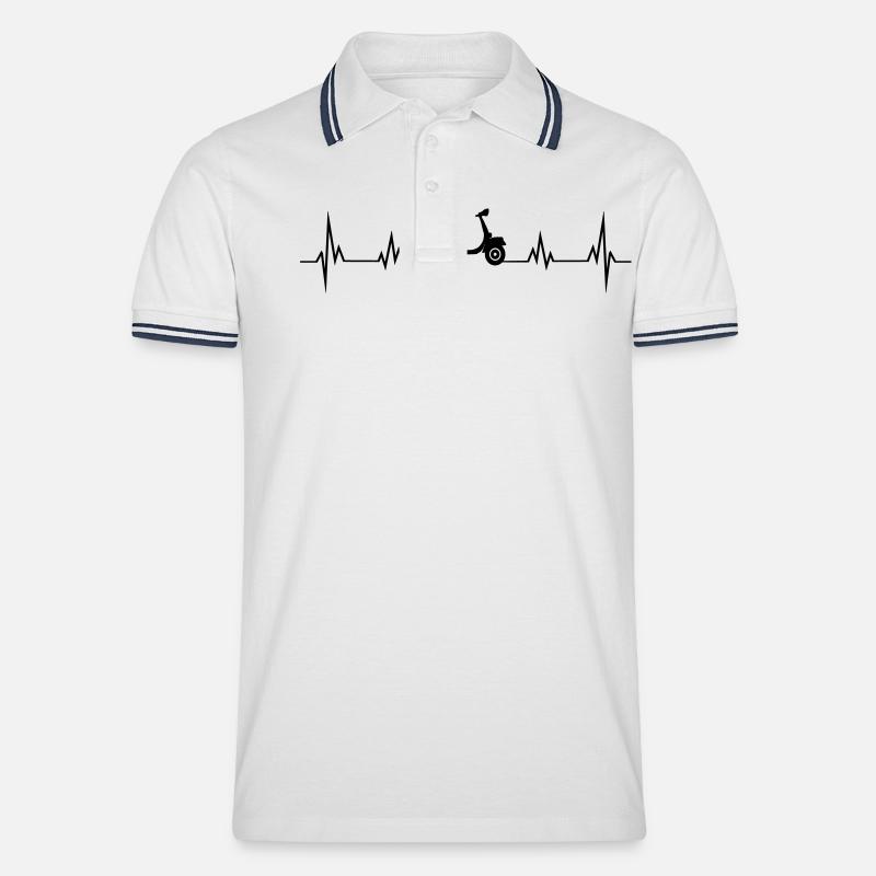 herzschlag_roller1 - Männer Tipped Poloshirt - Weiß/Navy