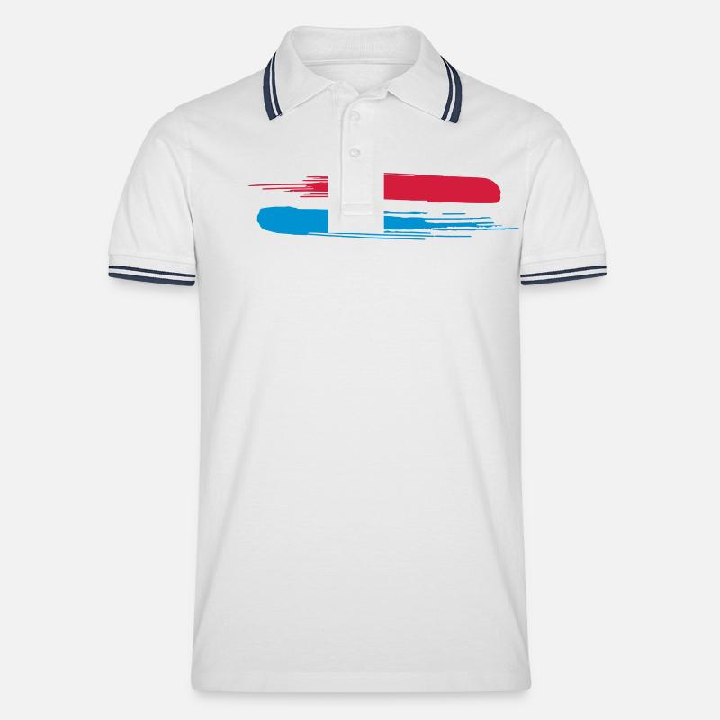 Striche Horizontal - Männer Tipped Poloshirt - Weiß/Navy