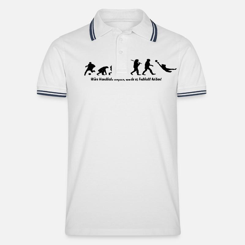 handball_evolution_mit_spruch - Männer Tipped Poloshirt - Weiß/Navy