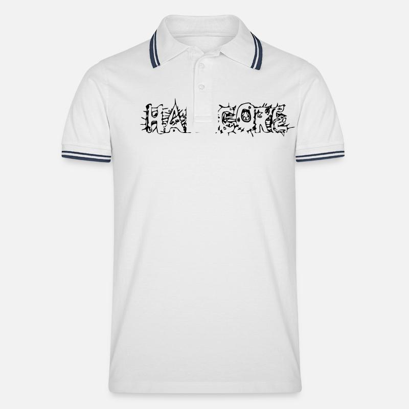 Hardcore - Männer Tipped Poloshirt - Weiß/Navy