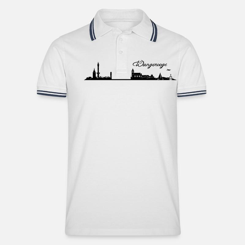 Wangerooger Skyline - Männer Tipped Poloshirt - Weiß/Navy