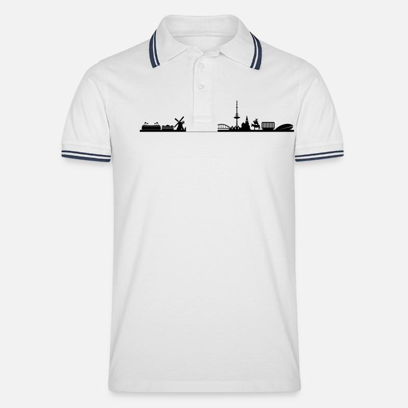 Skyline - Bremen - Männer Tipped Poloshirt - Weiß/Navy
