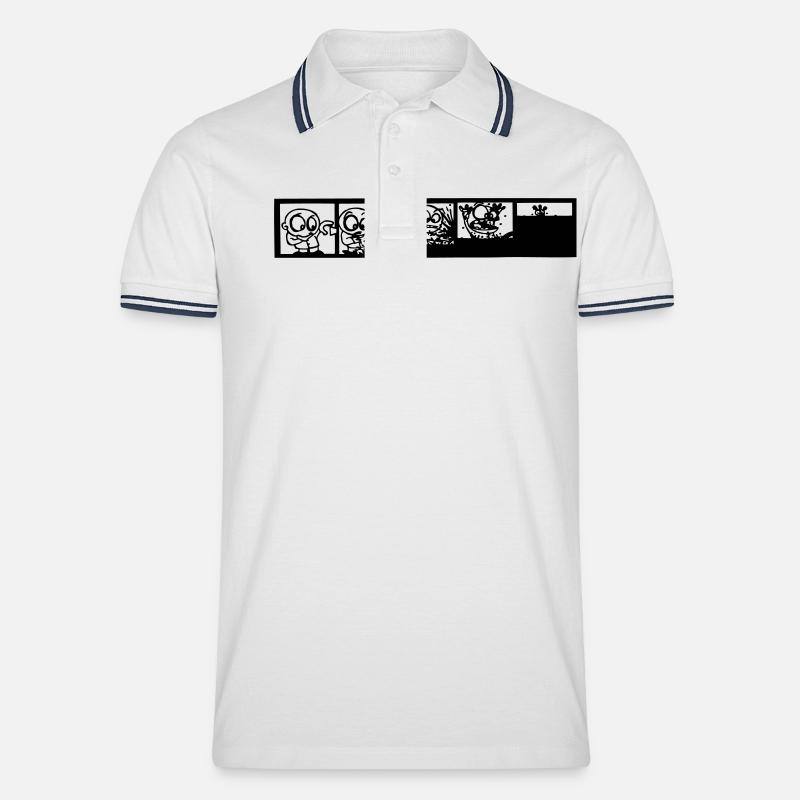lustig comics strip - Männer Tipped Poloshirt - Weiß/Navy