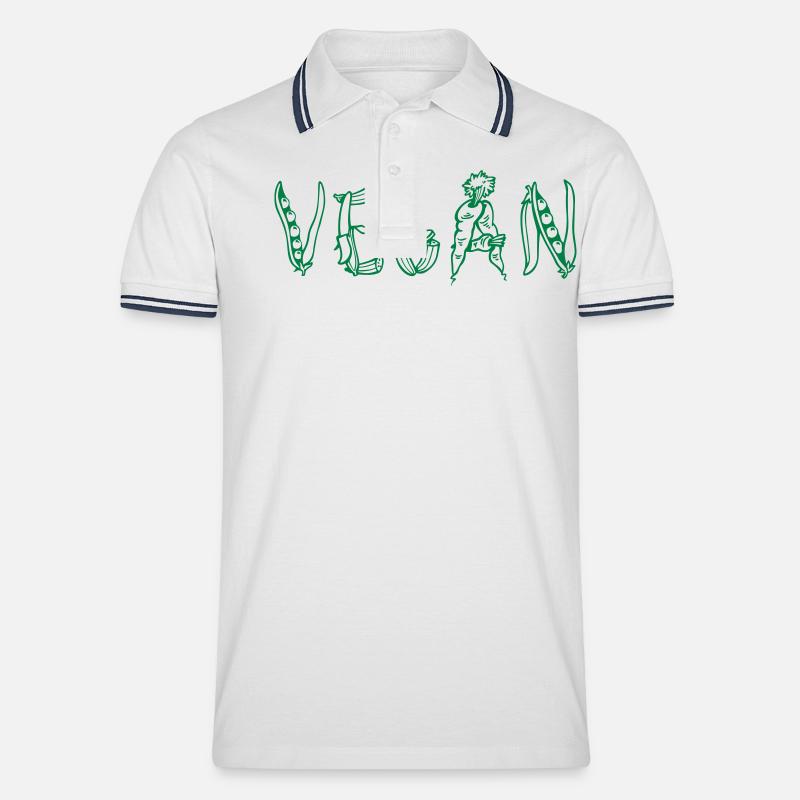 Vegan - Männer Tipped Poloshirt - Weiß/Navy