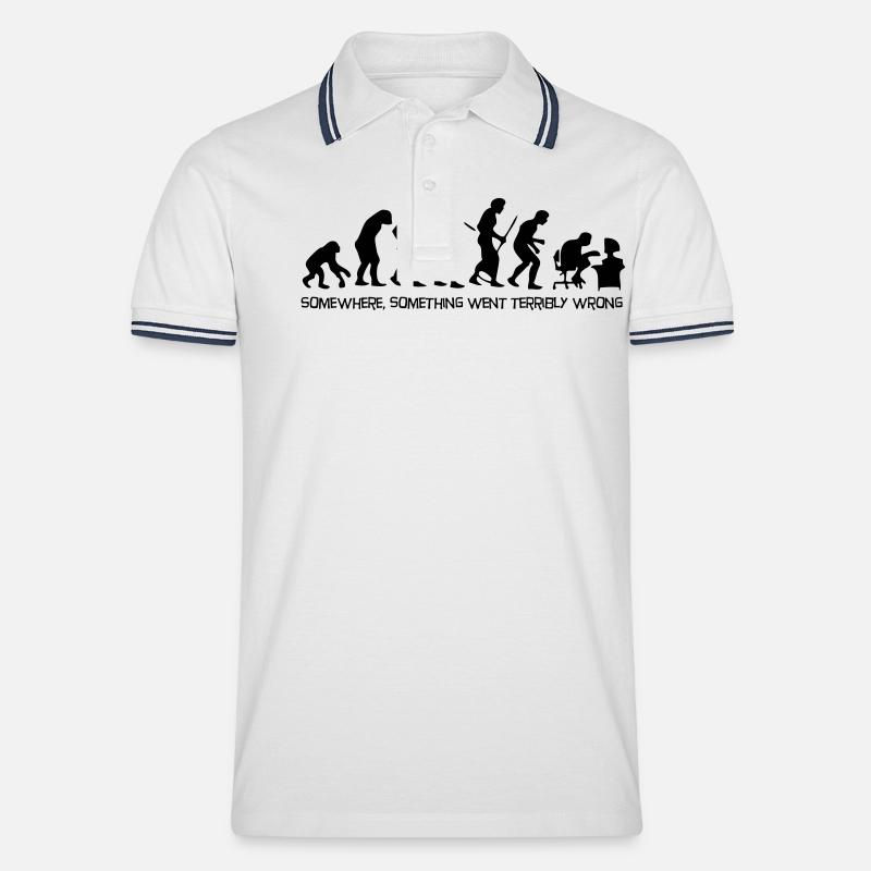 Die Evolution des Menschen - Männer Tipped Poloshirt - Weiß/Navy