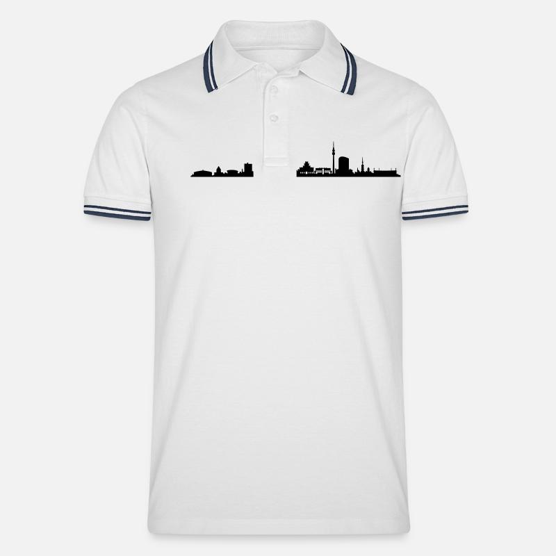 Skyline - Dortmund - Männer Tipped Poloshirt - Weiß/Navy
