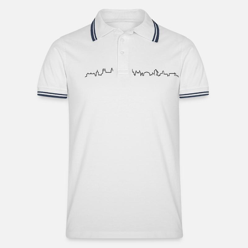 Skyline - Mainz - Männer Tipped Poloshirt - Weiß/Navy