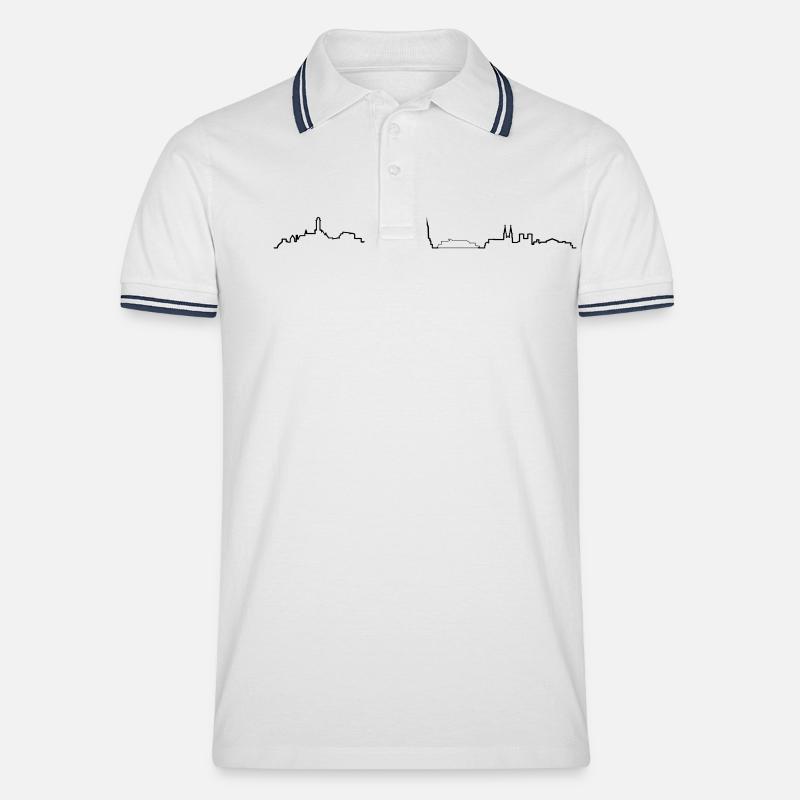 Skyline Bamberg - Männer Tipped Poloshirt - Weiß/Navy