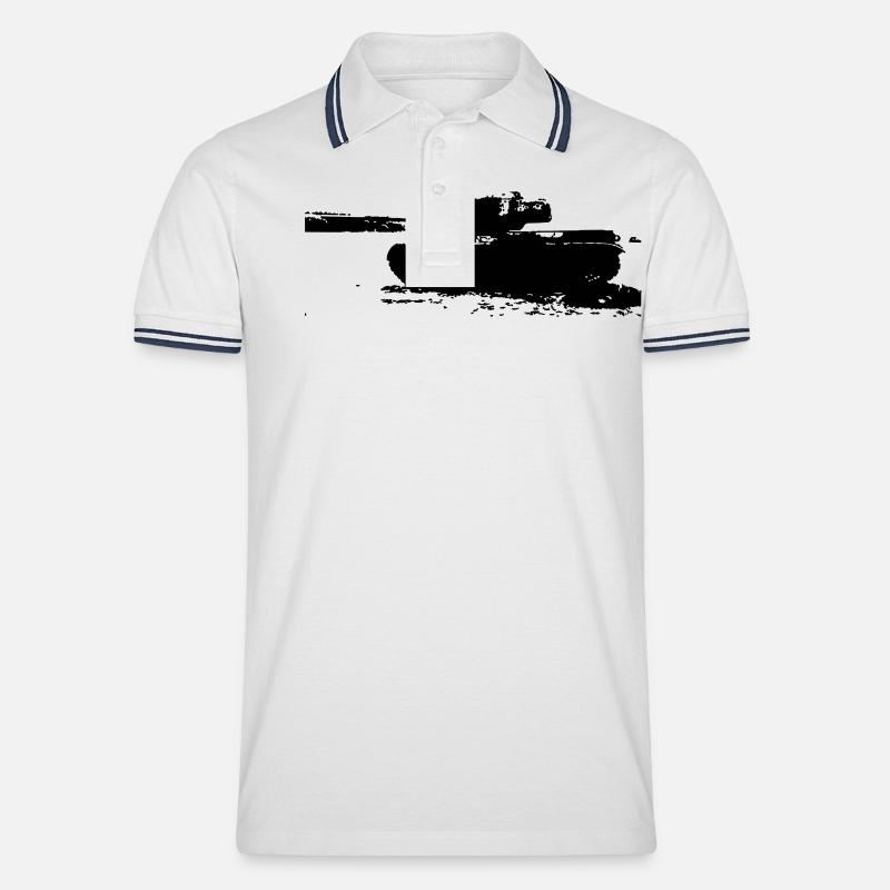 Panzer - Männer Tipped Poloshirt - Weiß/Navy