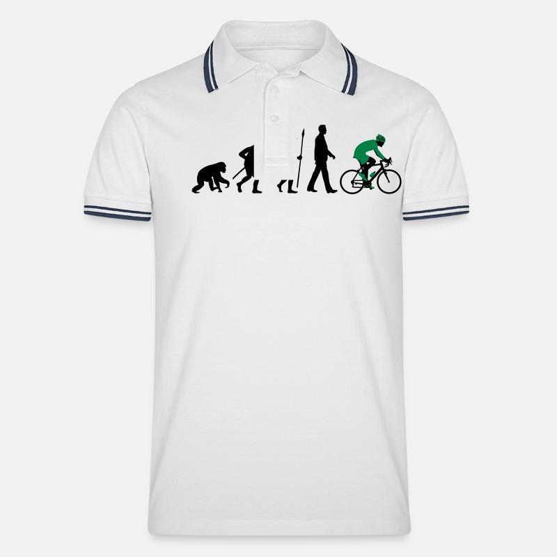 evolution_radfahrer_052012_d_2c - Men's Tipped Polo Shirt - white/navy