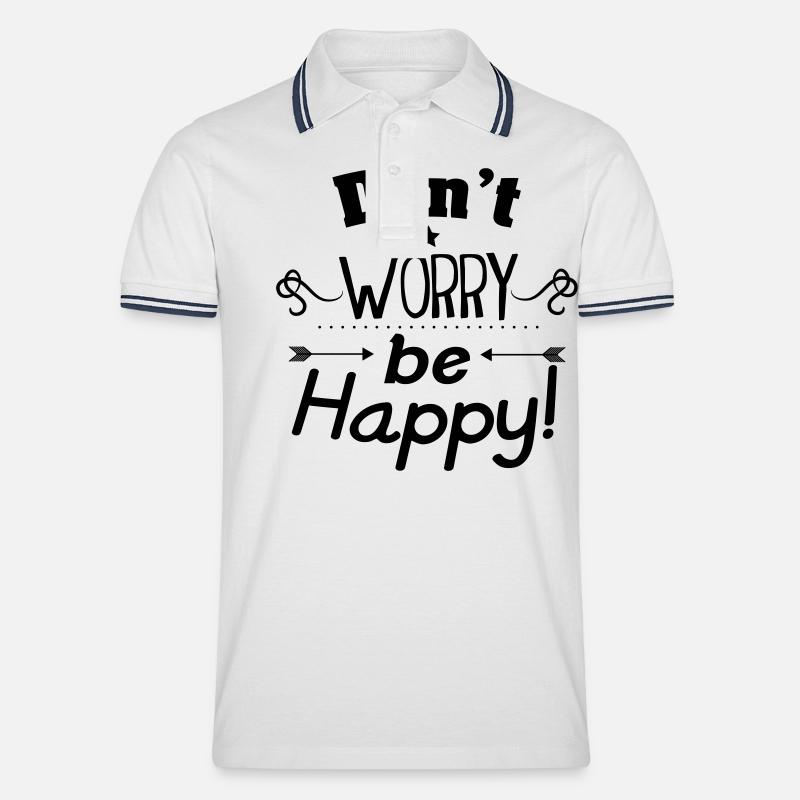 Don't worry be happy - Männer Tipped Poloshirt - Weiß/Navy