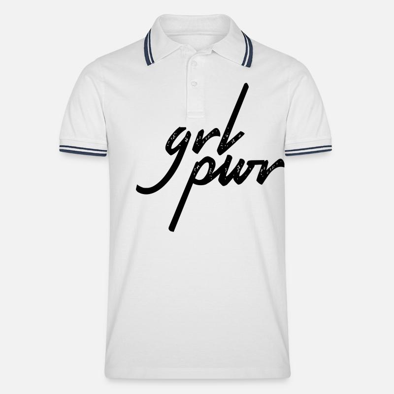 grl pwr - Männer Tipped Poloshirt - Weiß/Navy