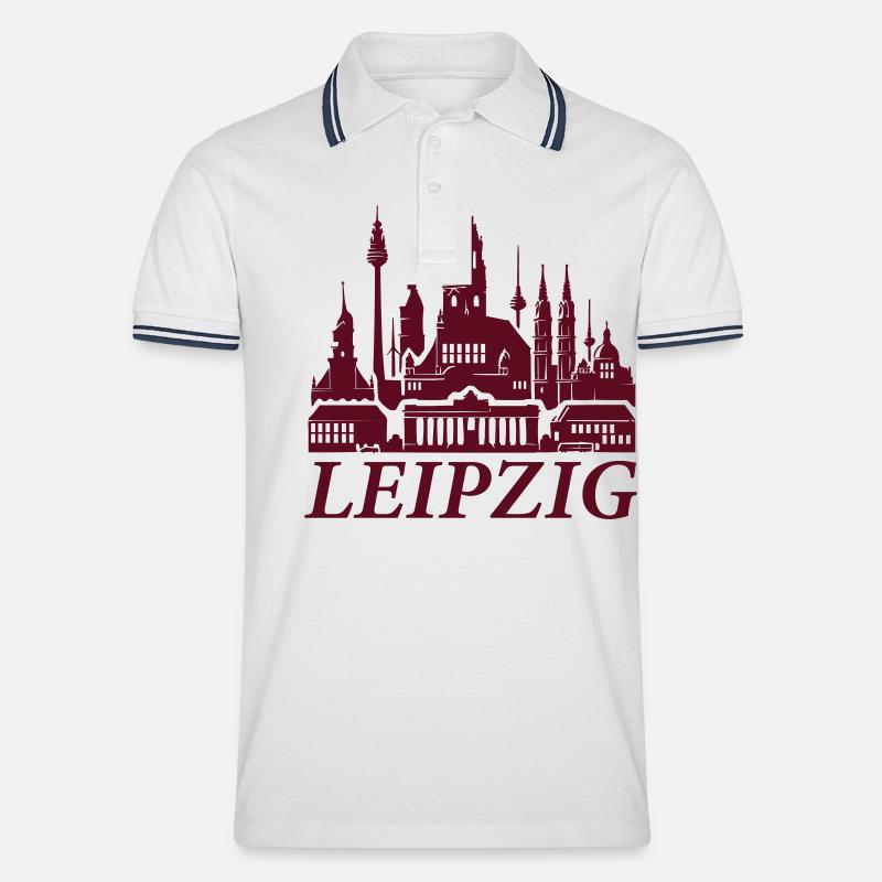 leipzig skyline - Männer Tipped Poloshirt - Weiß/Navy